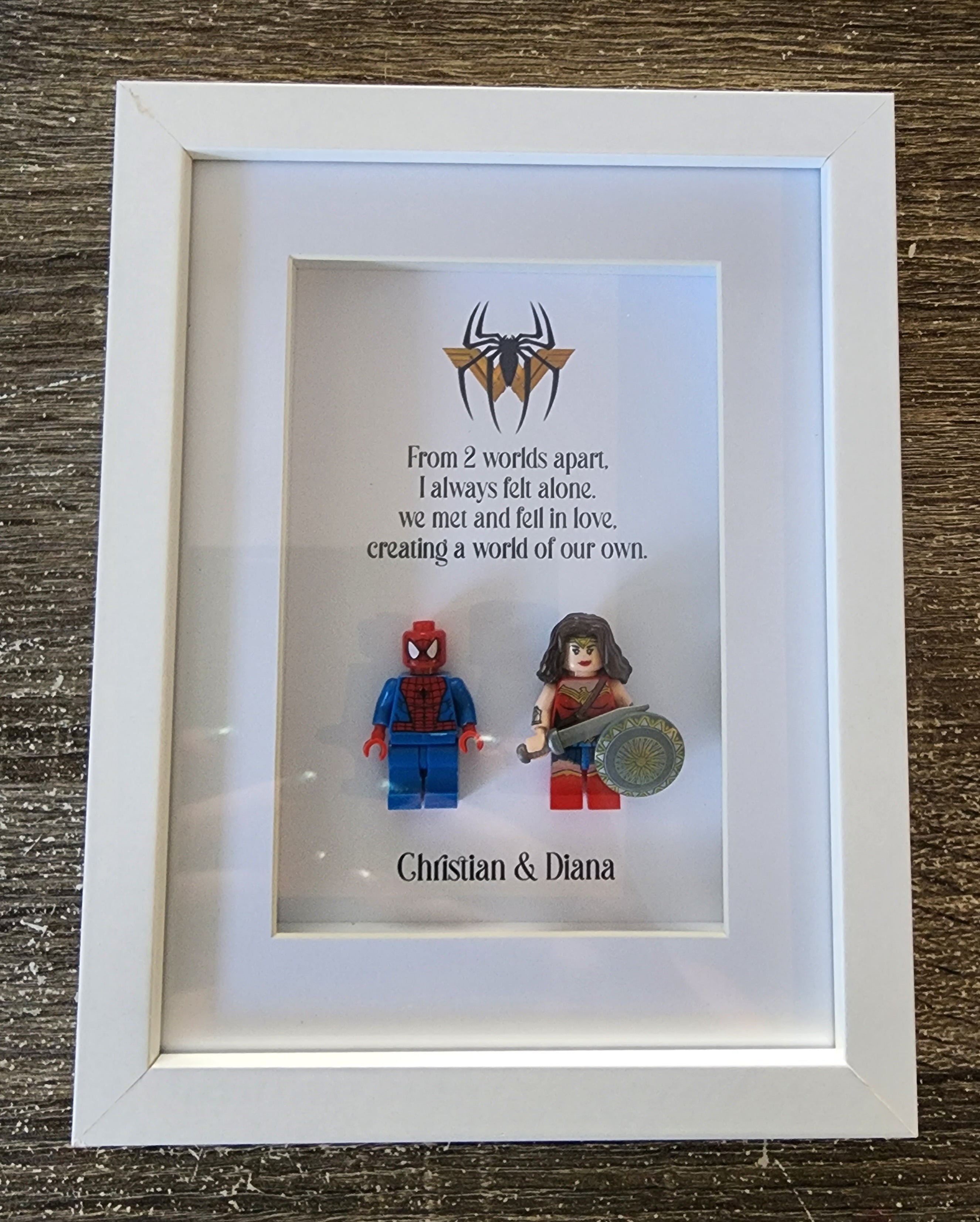 Spiderman & Wonderwoman Frame | Anniversary Gift
